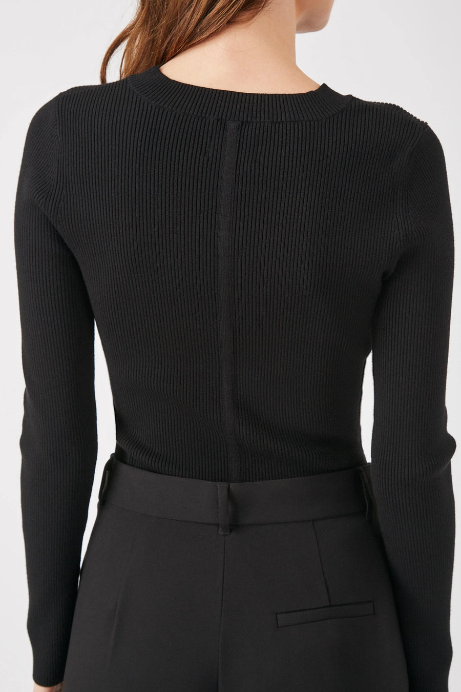The Galloway long sleeve ribbed top in black by Greyven