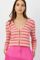 The Gemma ribbed knit cardigan in bayadere stripe by Greyven