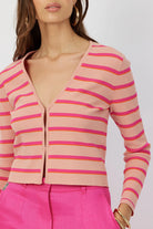 The Gemma ribbed knit cardigan in bayadere stripe by Greyven