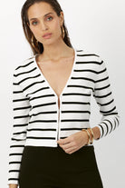 The Gemma ribbed knit cardigan in breton stripe by Greyven