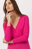 The Gemma ribbed knit cardigan in fuchsia by Greyven