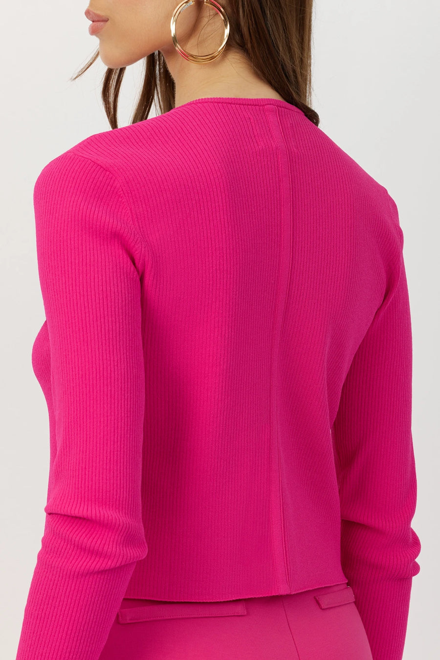 The Gemma ribbed knit cardigan in fuchsia by Greyven