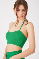 The Glow knitted bra in kelly green by Greyven