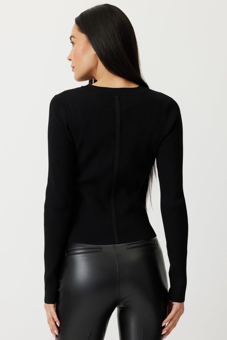 THE GREGORY LONG SLEEVE KNIT TOP - BLACK