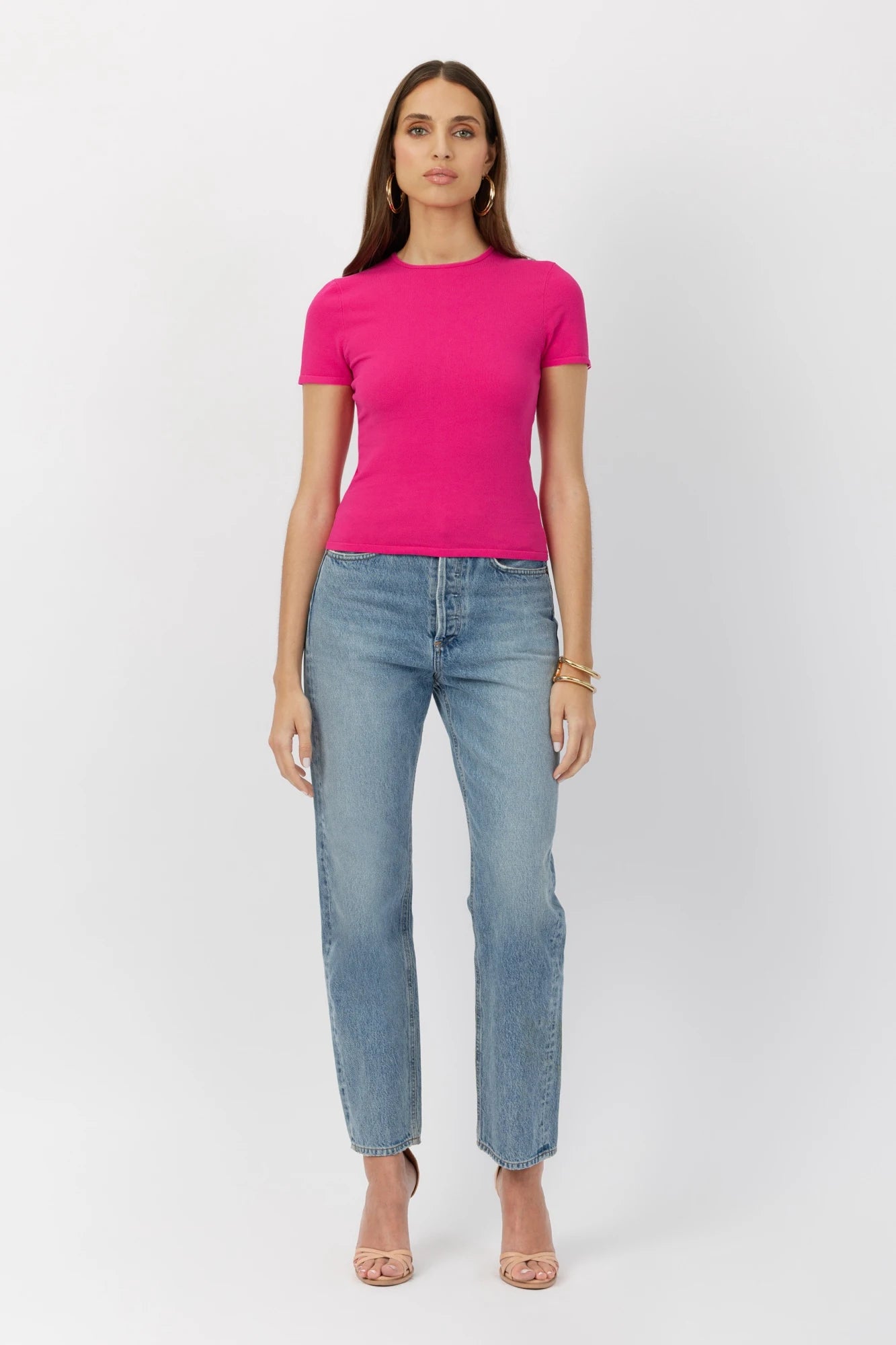 The Greta retro tee in fuchsia by Greyven