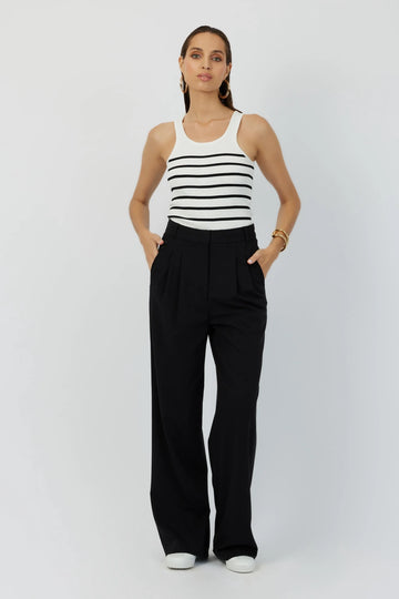 The Maccaden pleated trouser in black by Greyven