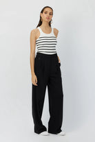 The Maccaden pleated trouser in black by Greyven