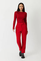 The Nelly straight leg trousers Japanese twill in lipstick red by Greyven 