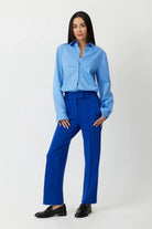 The Paris mid rise straight leg ponte trouser in lapis blue by Greyven