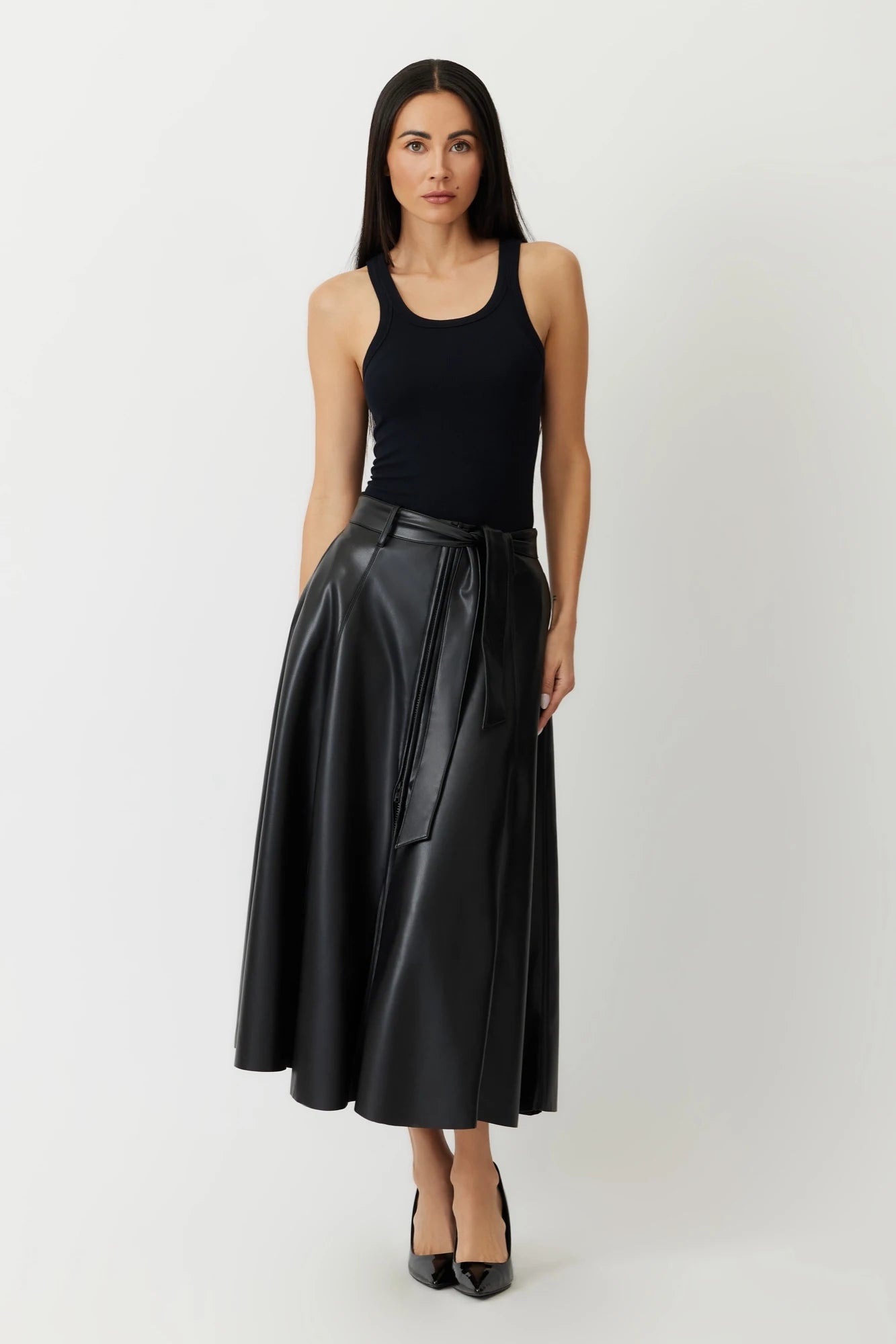 The Pembroke ethical leather maxi skirt in black by Greyven 