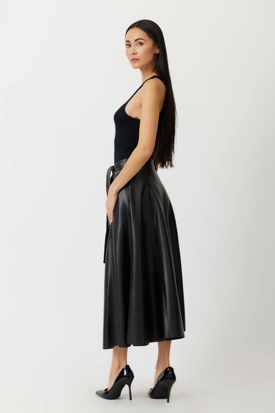 The Pembroke ethical leather maxi skirt in black by Greyven 