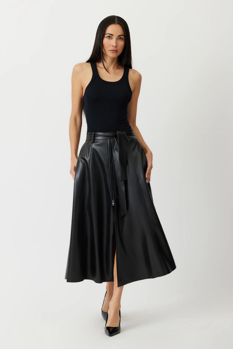 The Pembroke ethical leather maxi skirt in black by Greyven 