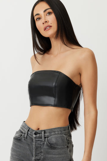 THE PETAL ETHICAL LEATHER BRA - BLACK