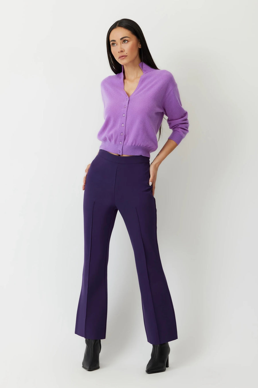 The Porterfield crop nip tuck flare pant in violette buy Greyven