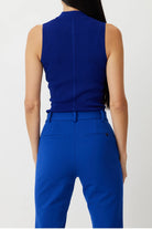 The Prato High Rise flare leg ponte trouser in lapis blue by Greyven.