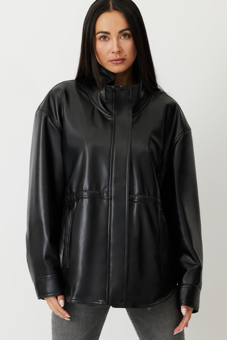 THE PRYCE ETHICAL LEATHER PARKA - BLACK