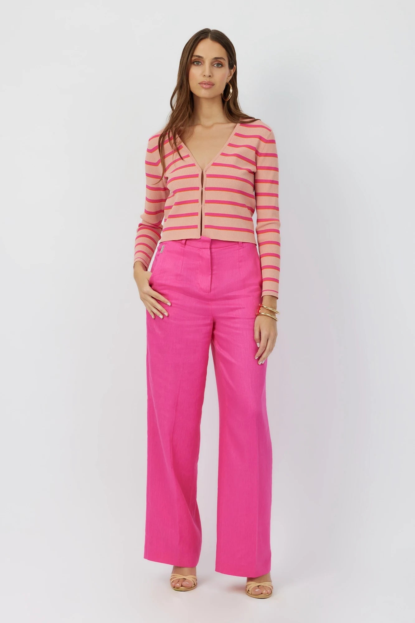 The Regatta belted wide leg pants in fuchsia by Greyven