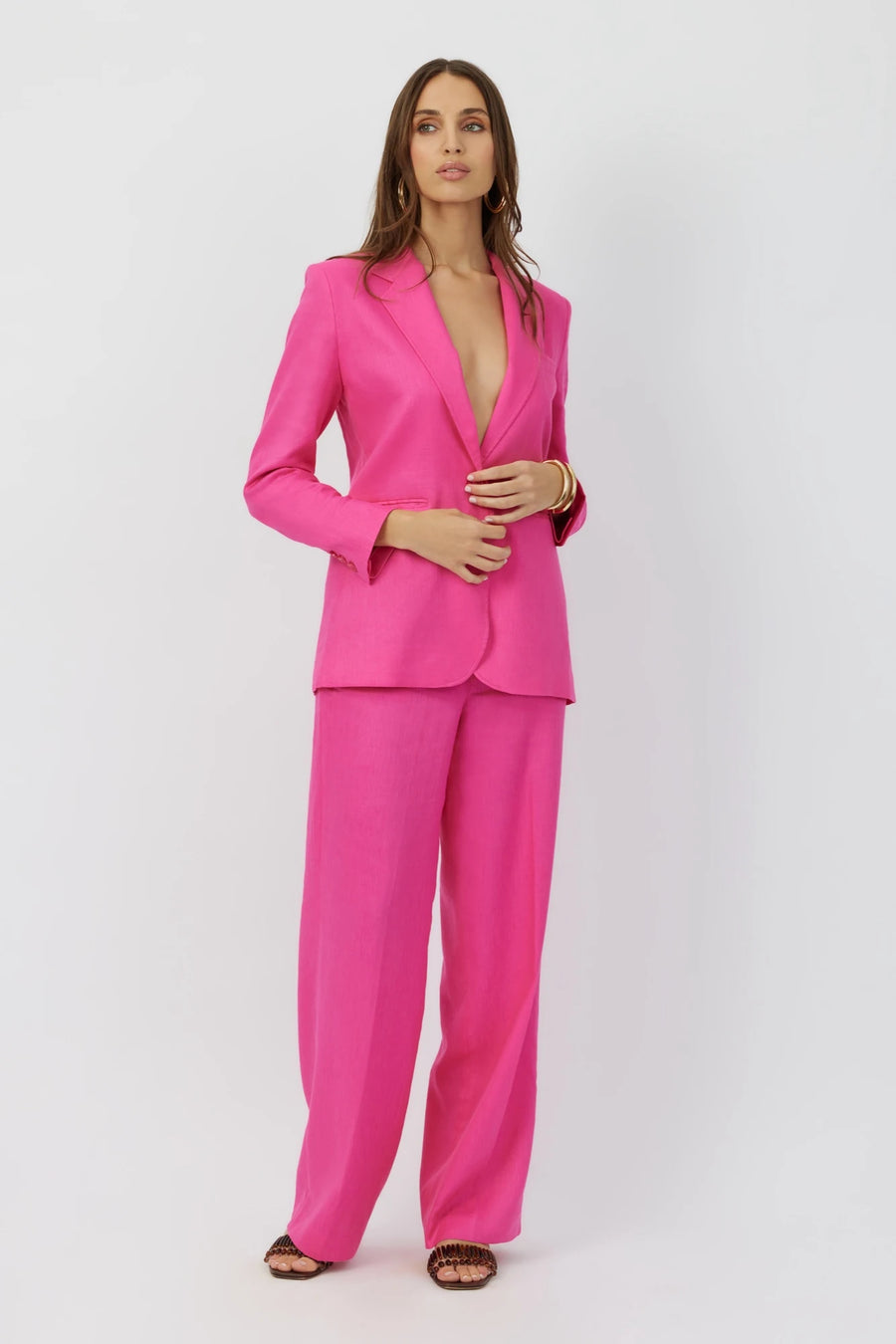 The Regatta belted wide leg pants in fuchsia by Greyven