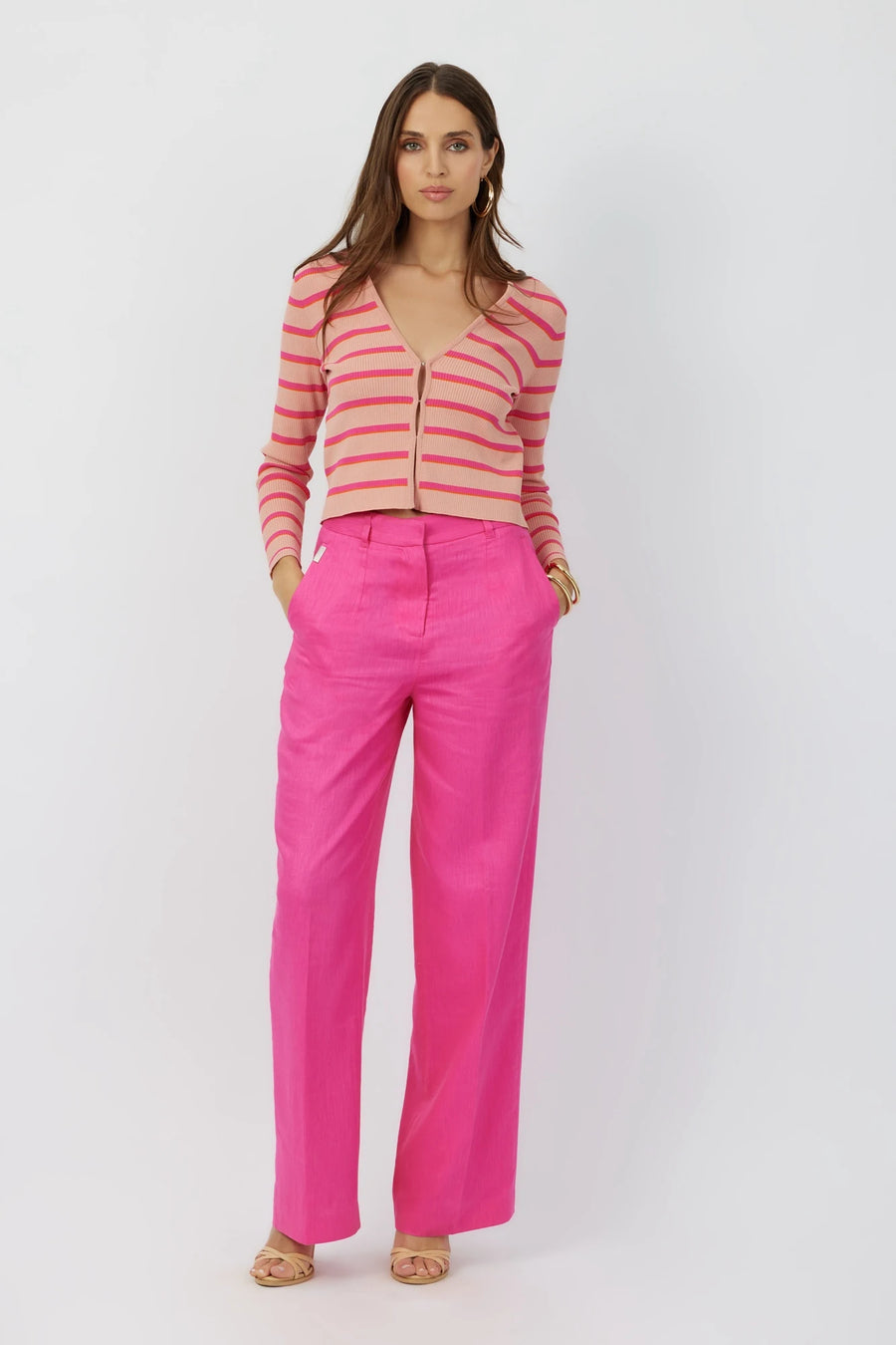 The Regatta belted wide leg pants in fuchsia by Greyven