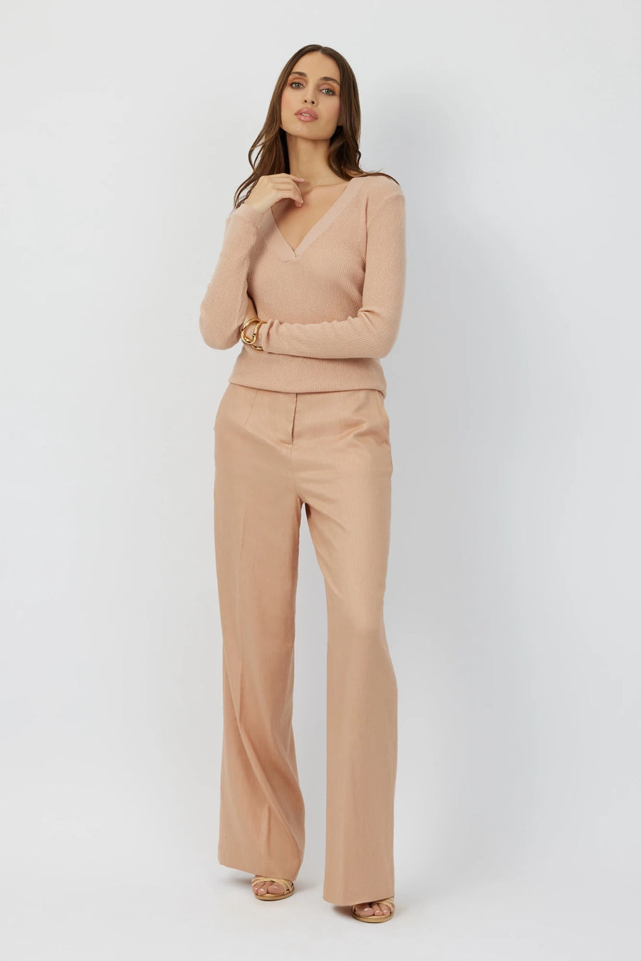 The Regatta belted wide leg pants in sesame by Greyven