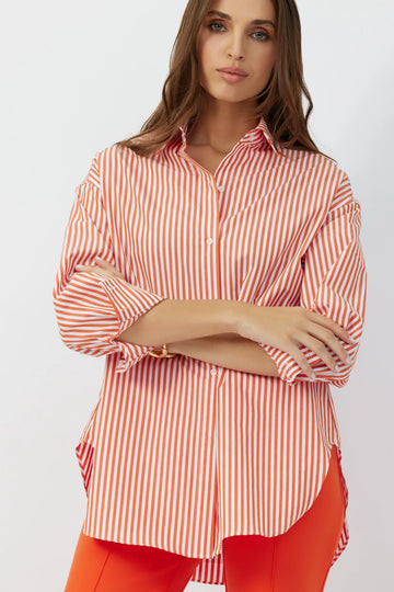 The Reya button down shirt in bengal orange by Greyven