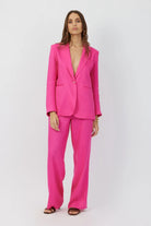 The Riley summer linen blazer in fuchsia by Greyven