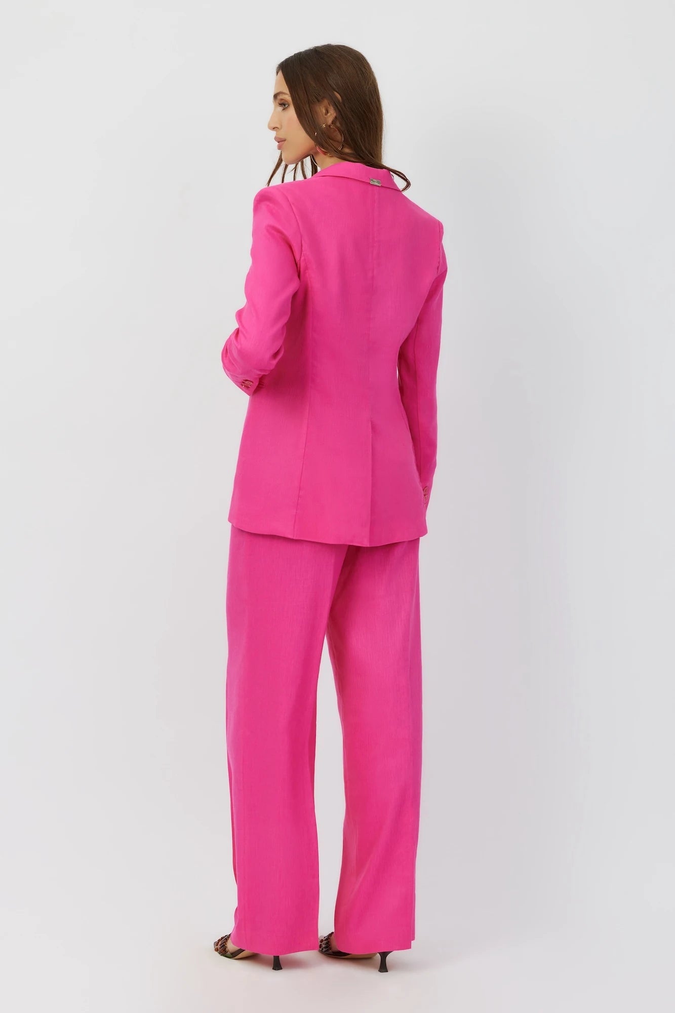 The Riley summer linen blazer in fuchsia by Greyven