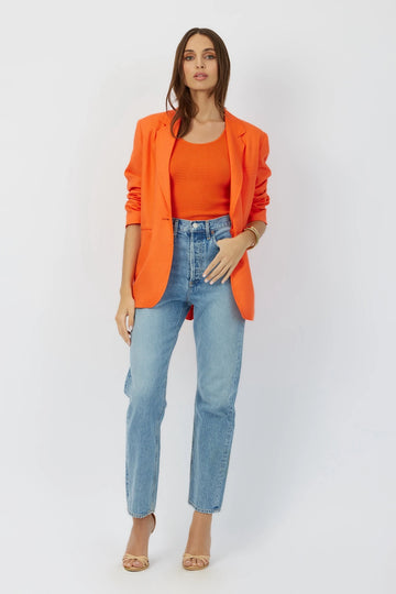 The Riley summer linen blazer in orange crush by Geyven