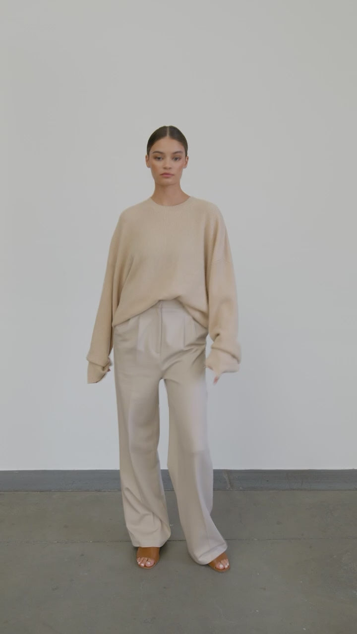 THE HUNTER OVERSIZED CASHMERE BLEND SWEATER - OATMEAL