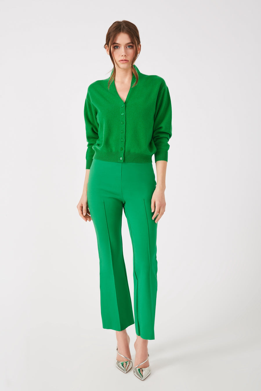 THE LAUREN SHRUNKEN CASHMERE CARDIGAN - KELLY GREEN