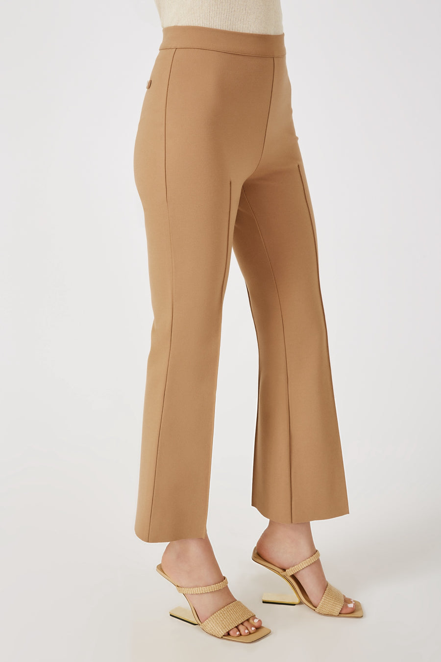 Greyven Porterfield Crop Pintuck Flare Pants - Desert Tan